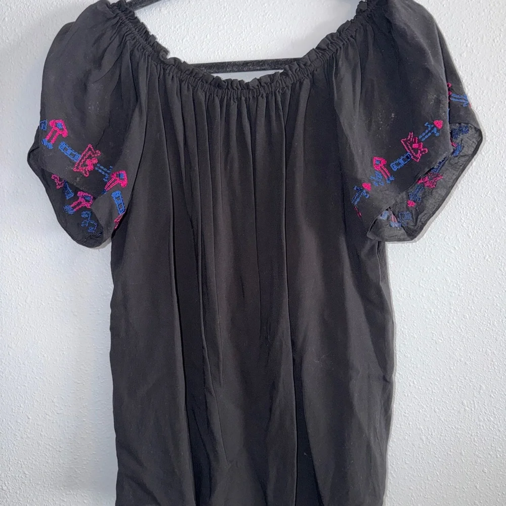 Parker Black Blouse with Pink Embroidery - Picture 5 of 7